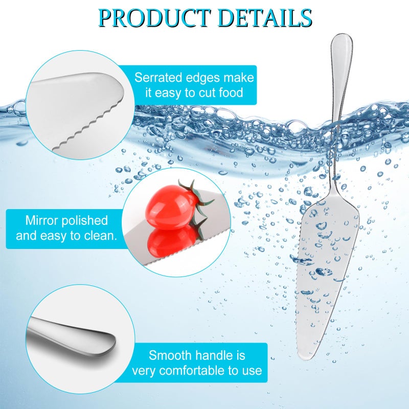 RETON 10 Pcs Stainless Steel Pie/Cake/Pizza Server Holder, Mirror Finished and One Side with Fine Serrated Edge (10 Pcs, Serrated Edge) - Image 3